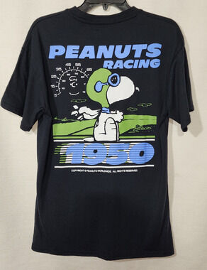 Snoopy ''Peanuts racing 1950'' men's black shirt medium